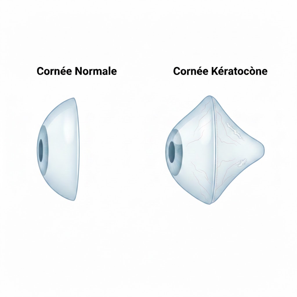 Schéma de la cornée atteinte de kératocône
